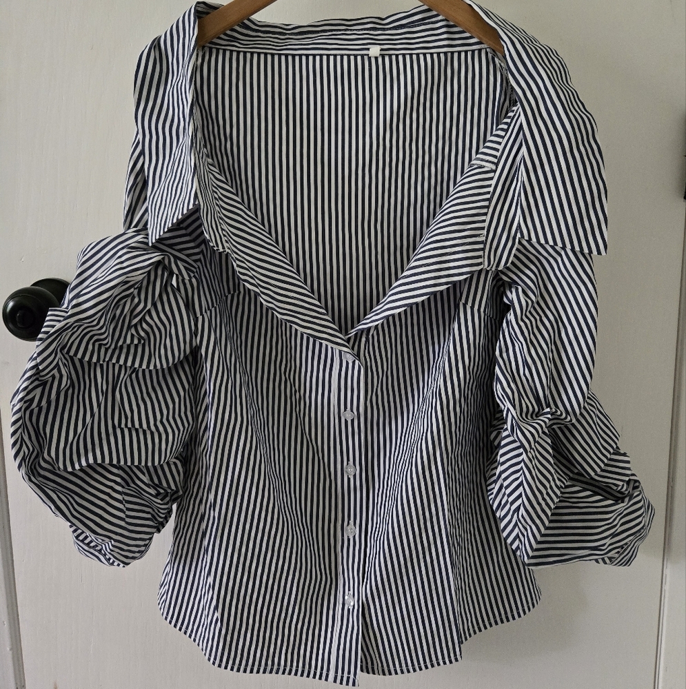 Striped Navy and White Women's Top